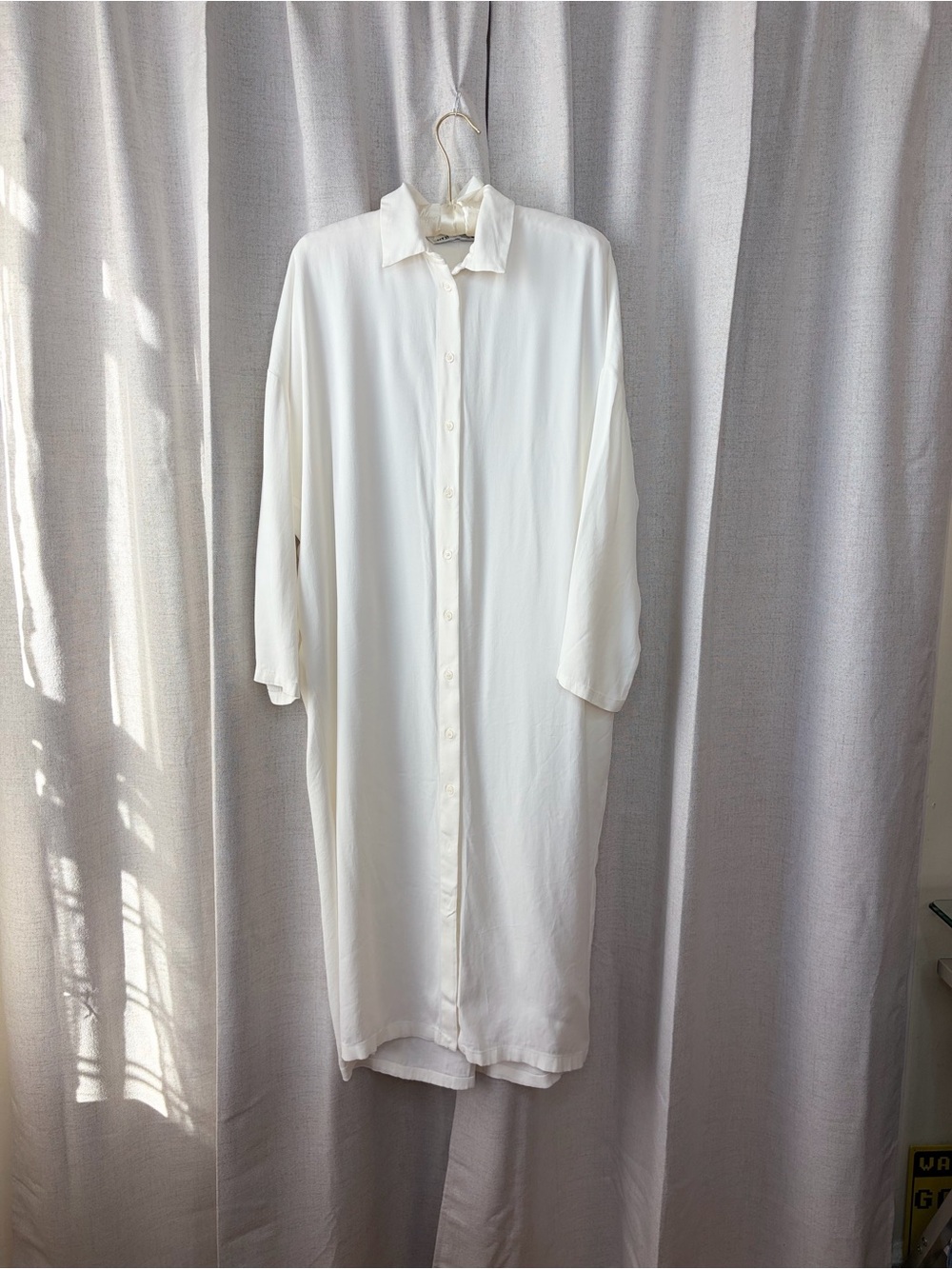 Zara Cream Midi Shirt Dress
